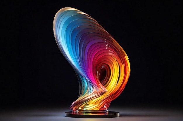 3d renders of an abstract sculpture emitting spectrum of light