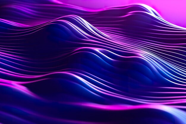 3D renders technological waves with purple and vibrant colors AI Generative