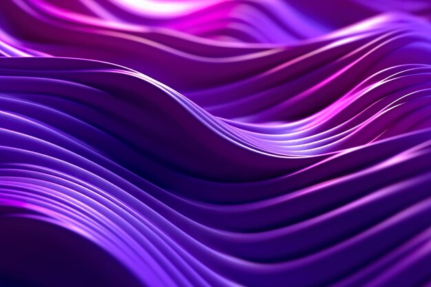 3D визуализирует технологические волны фиолетовыми и яркими цветами AI Generative