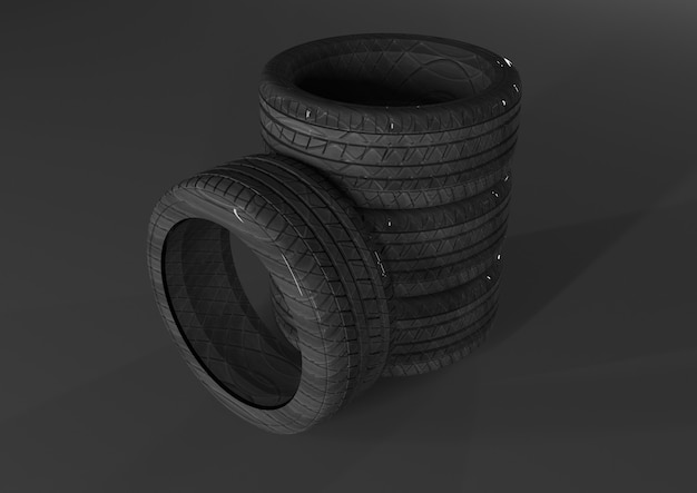 3D rendertruck tires on a white background