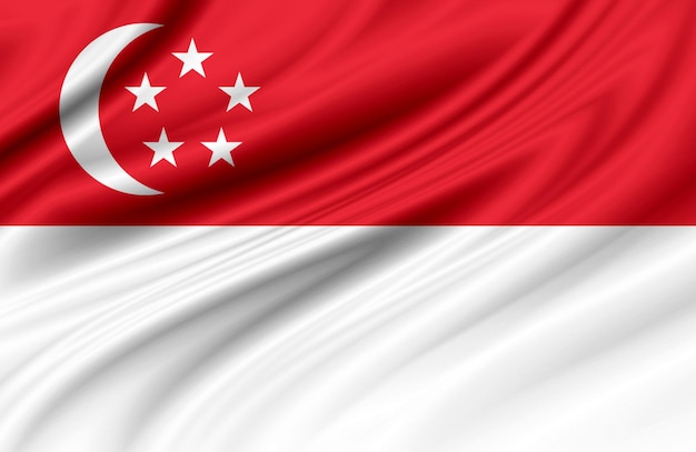 3D rendition of Singapore's flag on silky fabric