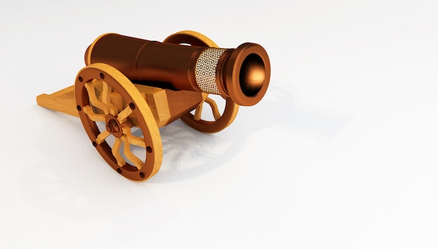 3D rendring of Ramadan Metal Vintage Old Cannon.  ramadan moubarak