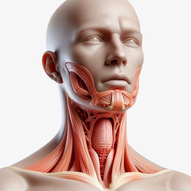 Photo 3d representation of a human esophagus made of plastic on a white background