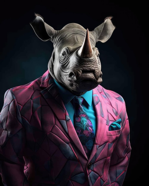 Premium Photo  3d unicorn in business suit with a human body looking  serious with a dramatic studio background