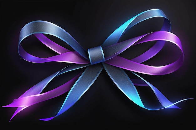 3D ленты с синим и фиолетовым светом для распродажи Черной пятницы на черном фоне