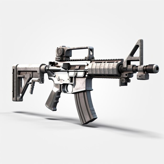 Photo 3d rifle silver color and metal finish