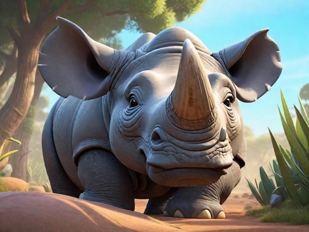 Photo a 3d rino cartoon character