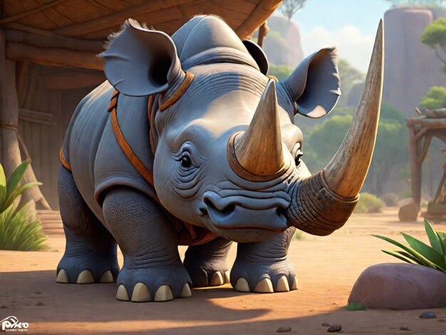 A 3d rino cartoon character