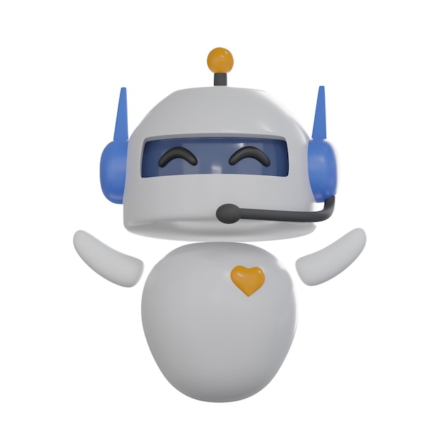 3D ロボット チャットボット AI 技術とビジネスコンセプトのサポート