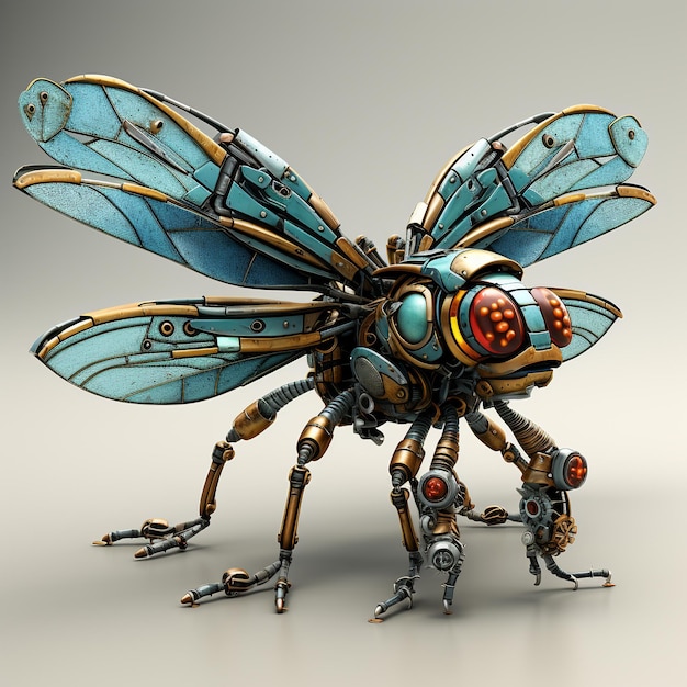 Photo 3d robot dragonfly