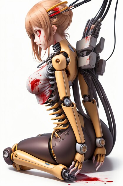 3Dロボット女戦士ハイテクバイオミメティックAIロボット未来技術の壁紙イラスト
