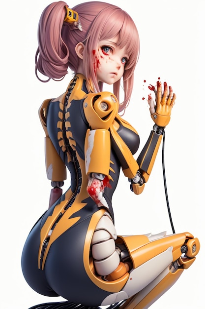 3D robot female warrior hightech biomimetic AI robot future technology wallpaper illustration