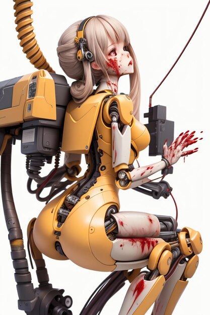 3D robot female warrior hightech biomimetic AI robot future technology wallpaper illustration