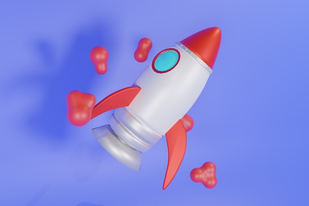 Foto illustrazione 3d rocket design