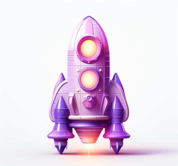 Photo 3d rocket icon for social media