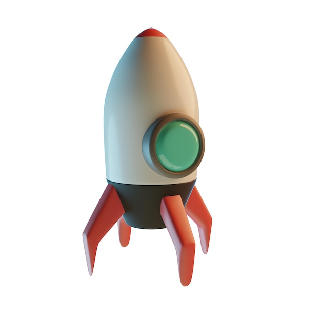 Photo 3d rocket isolated icon illustration render