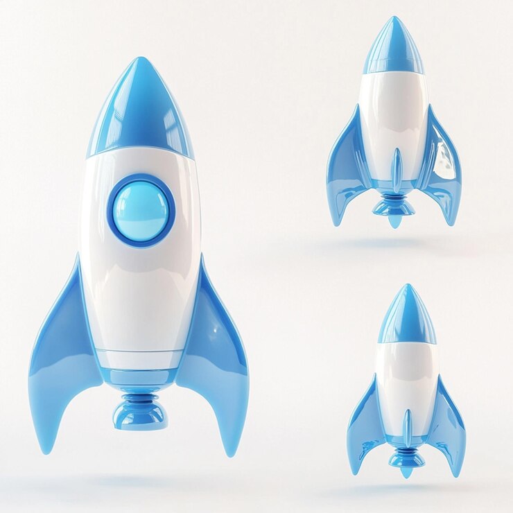 Photo 3d rocket model isolated on white