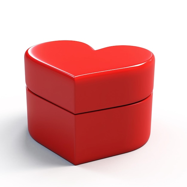 3d rode hartvormige geschenkdoos geïsoleerd op witte achtergrond Gelukkige Valentine39s dag