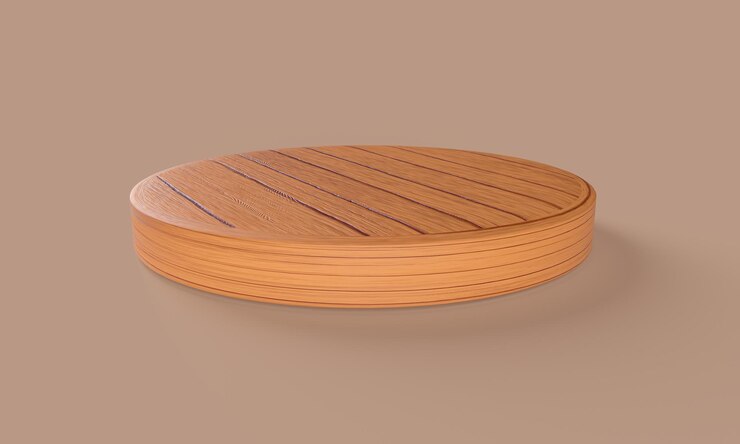 3d ronde houten podium staan 3d houten grond