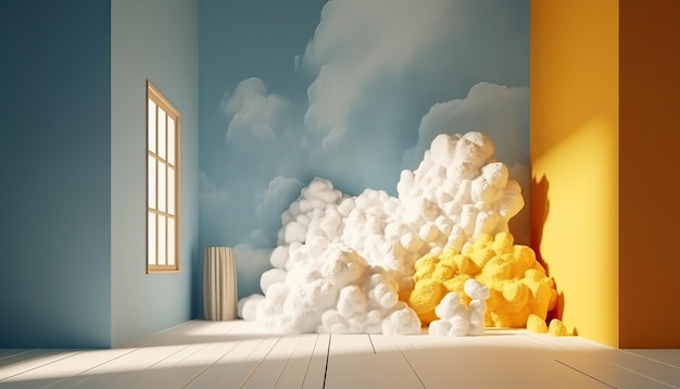 Фото 3d-комната и облако generative ai