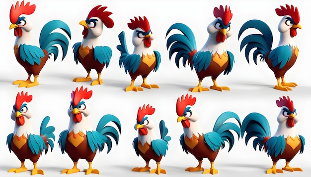 3D Rooster Character SET