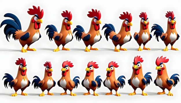 3D ROOSTER CHARACTER SET