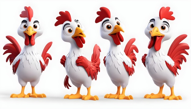 3D ROOSTER CHARACTER SET