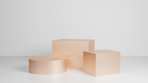 3D Rose Gold Square Product Display Podium