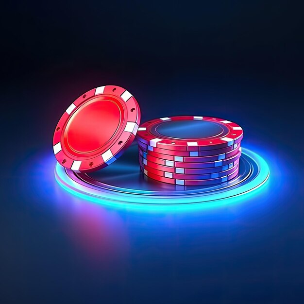 3d roulette compositie met pokerkaarten een vlieg casino chip donkerblauw gloeiend object als achtergrond