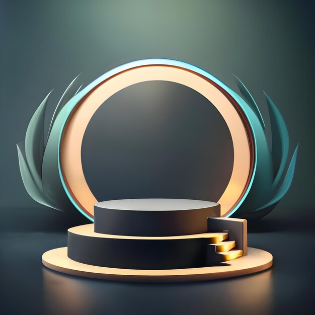 3d round podium platforms mockup for product presentation on dark background