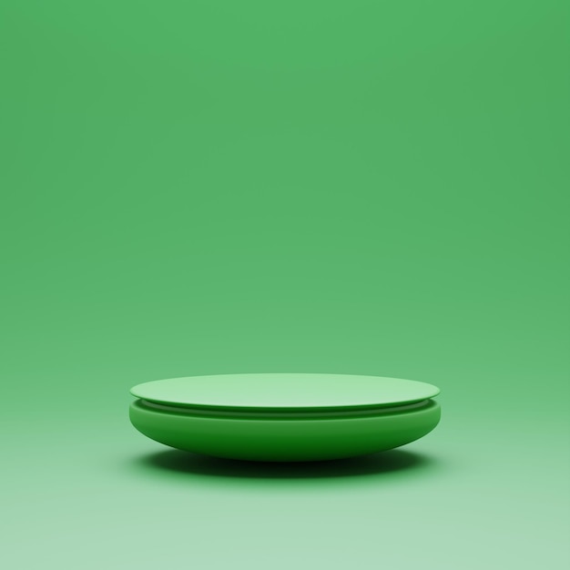 3Dの丸みを帯びた緑色の固体表彰台