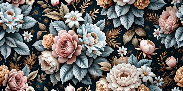 Foto 3d roze bloemen vlinder naadloos patroon