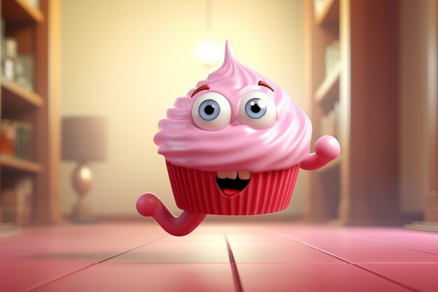 Foto 3d roze cupcake lopen