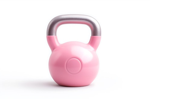 3d roze kettlebell geïsoleerd op witte achtergrond