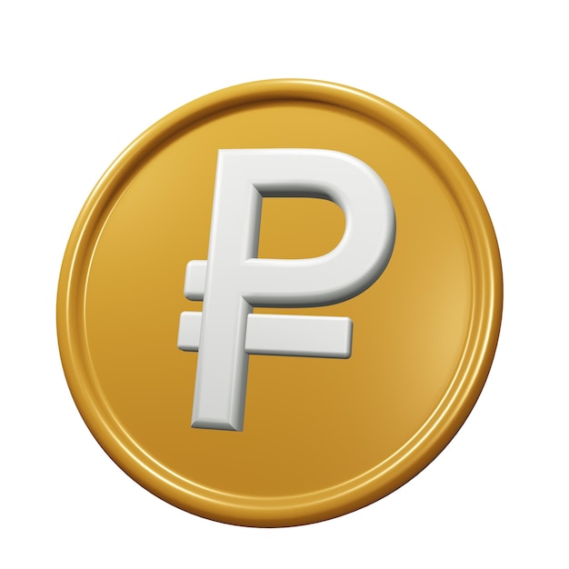 Photo 3d ruble gold coin icon