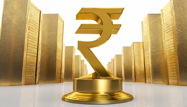 3D Rupee symbol trophy in gold metal effect