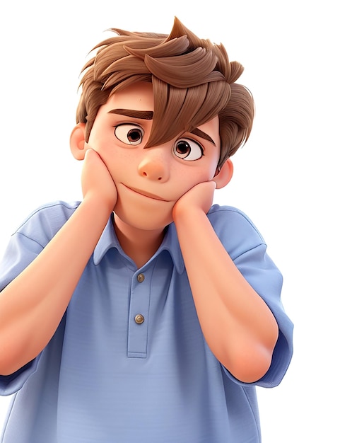 3d sad boy character photo Ai Generated