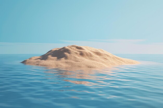 3D sand island isolated on blue backgroundx9xA
