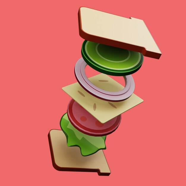 3d sandwich split up with background