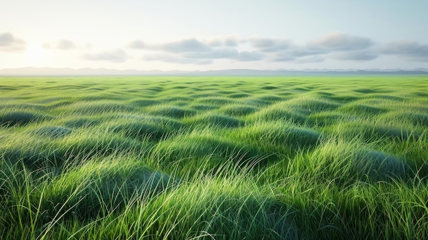 3D savanne gras ordelijke rijen op wit een rustige zee van groen serene en eindeloze perfect voor vreedzame achtergronden AI Generative