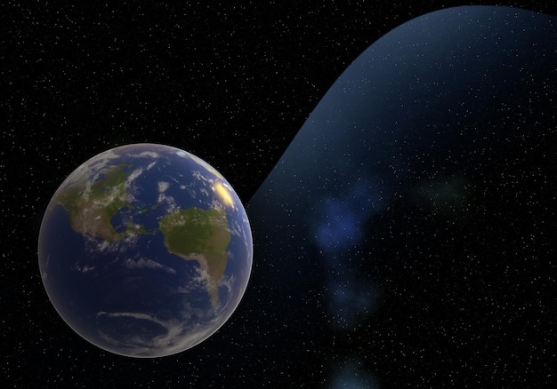 3D scene Earth globe with atmosphere and stars, teleconferencing background,Technology people global network , 3d rendering.