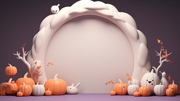 3d scene podium for presentation your product with halloween decoration theme background