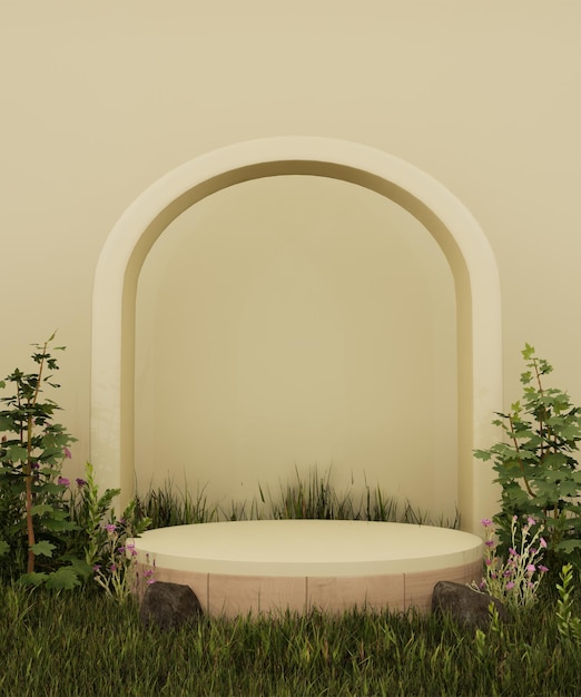 3D scene with podium rendered stage background