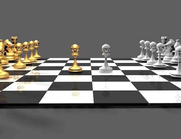 3d schaakbord met chess.business concept. teruggegeven illustratie