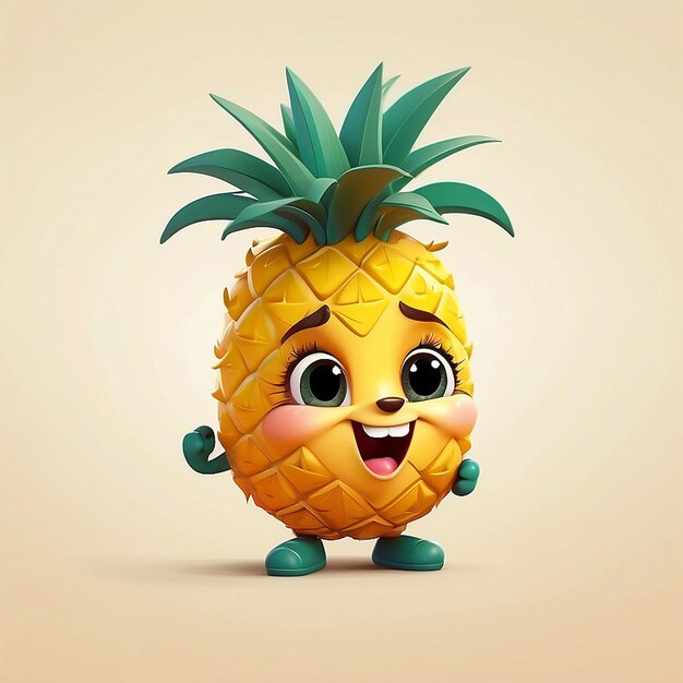 3D schattig ananas personage