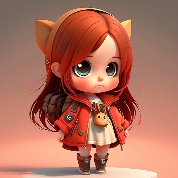 3D schattig Anime Chibi Style meisje geïsoleerd op schone achtergrond Kinderen Dag Avatar Generatieve AI