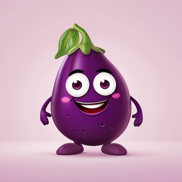 3D schattig aubergine personage