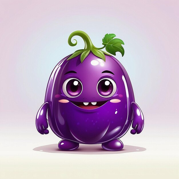 Foto 3d schattig aubergine personage