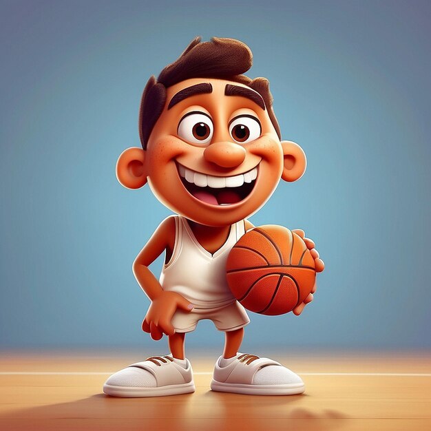 3D schattig basketbalspeler personage ontwerp