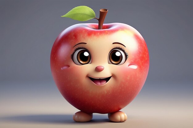 Foto 3d schattig cartoon apple personage